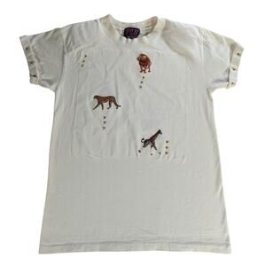 Vintage PCB USA Embroidered Animal Tee Small Safari Lion Cheetah Zebra 90s